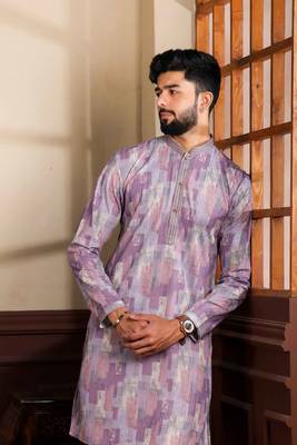 Wine cotton blend men's kurta payjama with i3 3