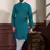 Teal blended cotton fabric men's kurta payjama