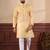 Mustard color linen fabric designer digital printed graceful men's kurta payjama