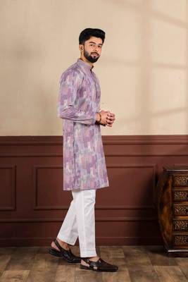 Wine cotton blend men's kurta payjama with i3 5