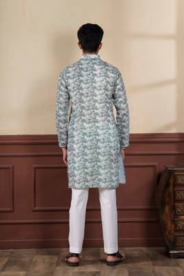 Forest green sophisticated men's kurta payjama for ceremonial wear 3