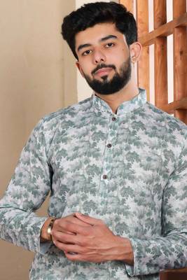 Forest green sophisticated men's kurta payjama for ceremonial wear 4