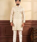 Cream sophisticated men's kurta payjama for ceremonial wear