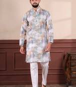Off white sophisticated men's kurta payjama for ceremonial wear
