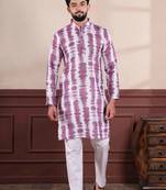 Wine linen fabric designer digital printed graceful men's kurta payjama
