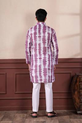 Wine linen fabric digital printed graceful men's kurta payjama 3