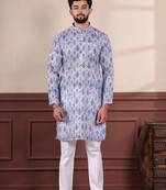 Denim blue sophisticated men's kurta payjama for ceremonial wear