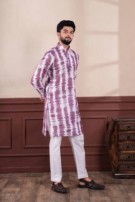 Wine linen fabric digital printed graceful men's kurta payjama 6