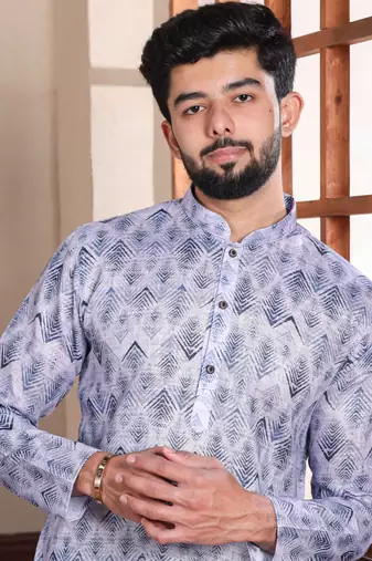 Denim blue sophisticated men's kurta payjama for ceremonial wear
