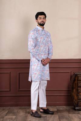 Lavender sophisticated men's kurta payjama for ceremonial wear 6