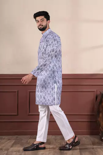Denim blue sophisticated men's kurta payjama for ceremonial wear