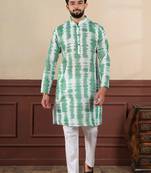 Green sophisticated men's kurta payjama for ceremonial wear