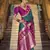 teal art silk woven saree with unstitched blouse piece