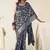 navy blue zari woven saree with unstitched blouse piece