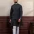 Black blended cotton fabric wevon dobby men's kurta payjama