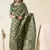 Green zari woven saree with unstitched blouse piece
