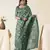 turquoise zari woven saree with unstitched blouse piece