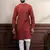 maroon cotton blend abstract print kurta payjama