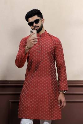 maroon cotton blend abstract print kurta payjama 3