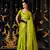 parrot green satin zari woven saree with unstitched blouse piece