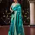 turquoise satin zari woven saree with unstitched blouse piece