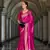 magenta satin zari woven saree with unstitched blouse piece