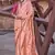 peach satin zari woven saree with unstitched blouse piece