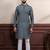 Grey color blended cotton fabric wevon dobby designer men's kurta payjama