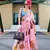 baby pink satin print saree with unstitched blouse piece