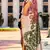 multicolor satin print saree with unstitched blouse piece