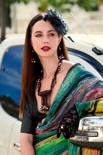 multicolor satin print saree with unstitched blouse piece