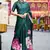 teal satin print saree with unstitched blouse piece
