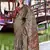 olive satin print saree with unstitched blouse piece