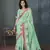 sea green linen woven saree with unstitched blouse piece