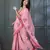 pink linen woven saree with unstitched blouse piece