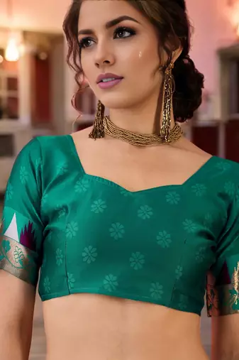 purple poly silk blend saree with unstitched blouse piece