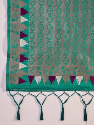 purple poly silk blend saree with unstitched blouse piece 5