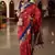 red poly silk saree with unstitched blouse piece
