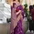 wine satin zari woven saree with unstitched blouse piece