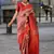rust poly silk saree with unstitched blouse piece