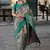 turquoise poly silk saree with unstitched blouse piece