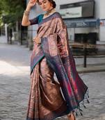 teal poly silk saree with unstitched blouse piece