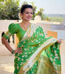 Parrot Green Banarasi Art Silk Saree With Zari Weaving Design