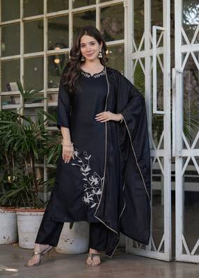 Black embroidery work viscosee rayon readymade salwar kameez 1