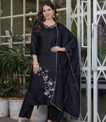Black embroidery work viscose rayon readymade salwar kameez