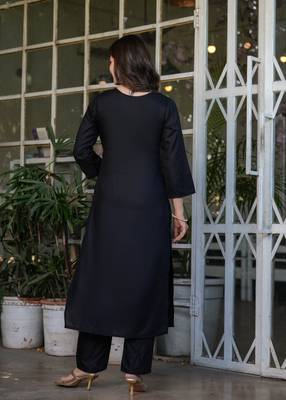 Black embroidery work viscosee rayon readymade salwar kameez 2