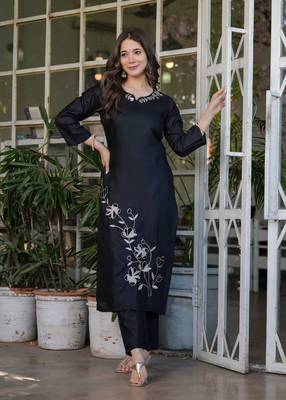 Black embroidery work viscosee rayon readymade salwar kameez 3