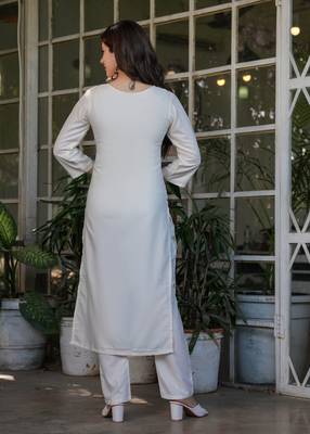 Off white embroidery work viscosee rayon readymade salwar kameez 2