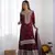 Maroon chinon silk fabric sequins work sharara suit