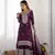 Wine chinon silk fabric sequins work sharara suit